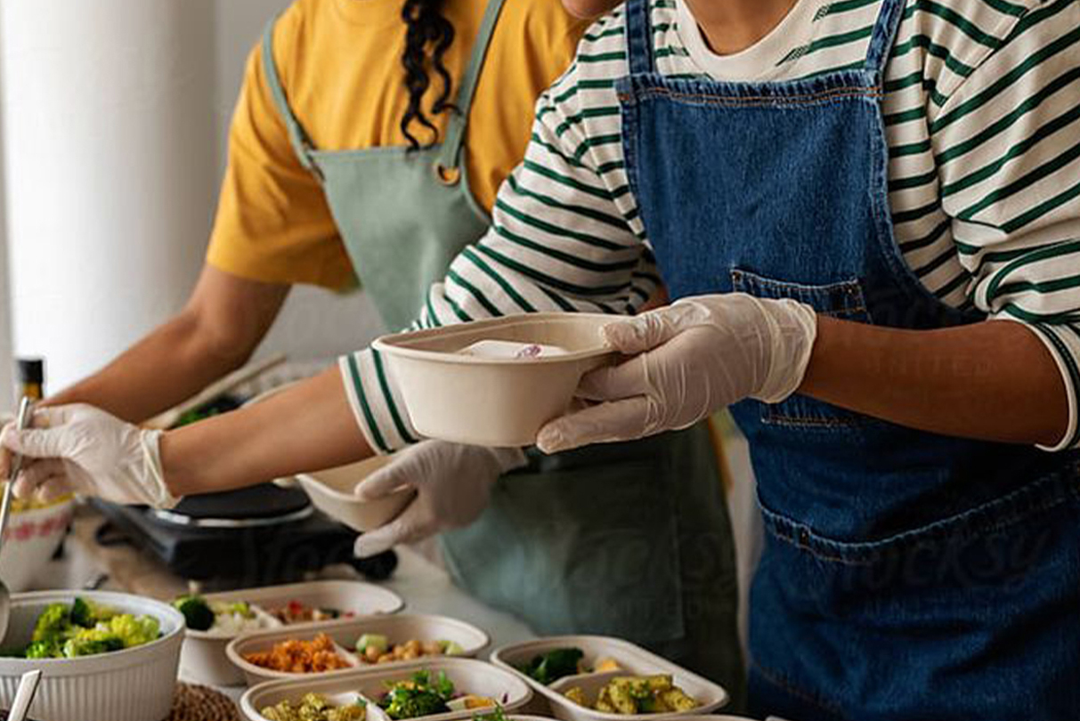 Breakfast At Home. Young Black Couple Sitting At Table In Kitchen And Eating Morning Meal, Cheerful African American Spouses Enjoying Tasty Healthy Food And Chatting, Spending Time Together, Closeup